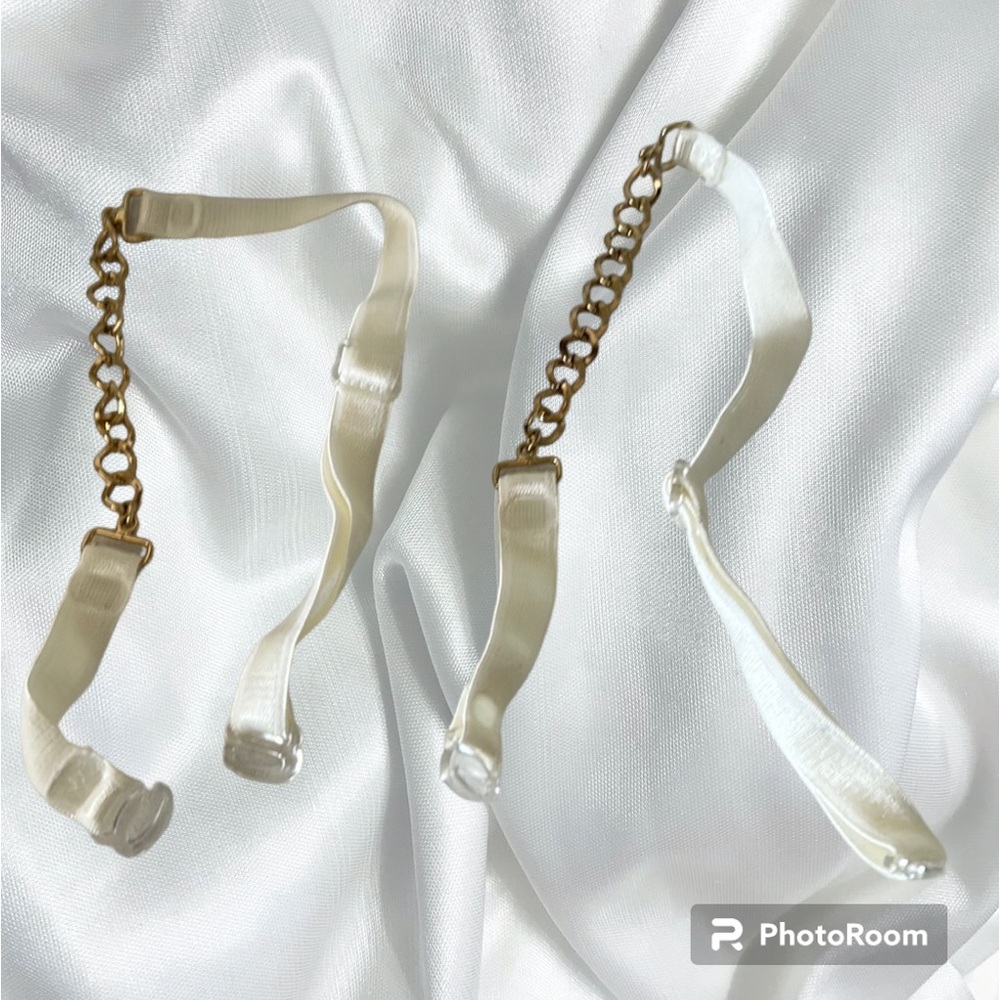 $5 add on white bra strap with gold chain detail one size